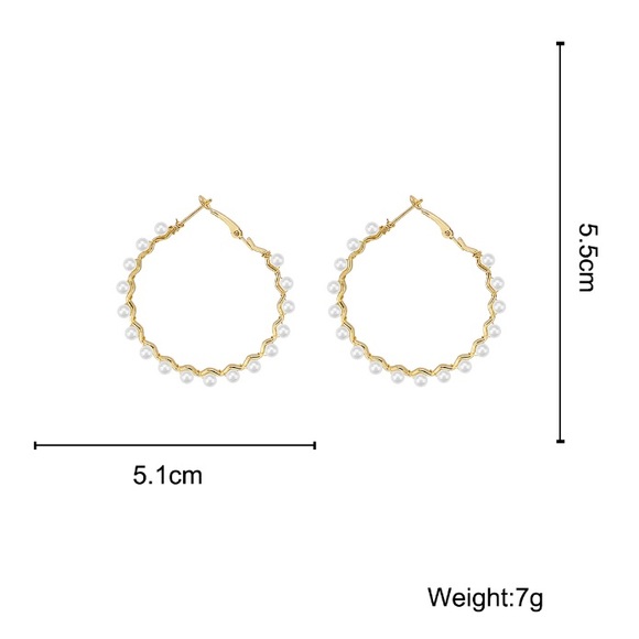 Beautiful Gold Plated Pearl Hoop Earrings - Picture 5 of 7